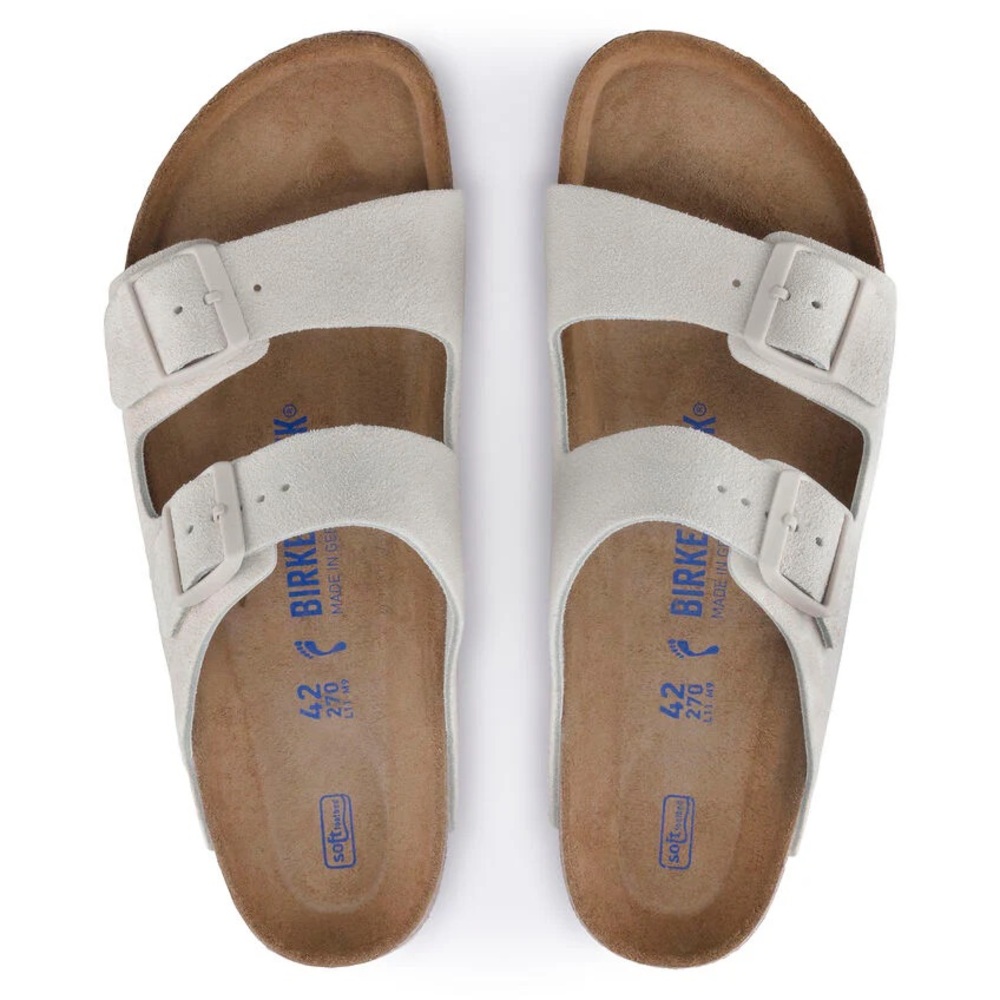 Birkenstock Light Gray Suede Cork White Sole Double Strap Buckle Sandals Size 38